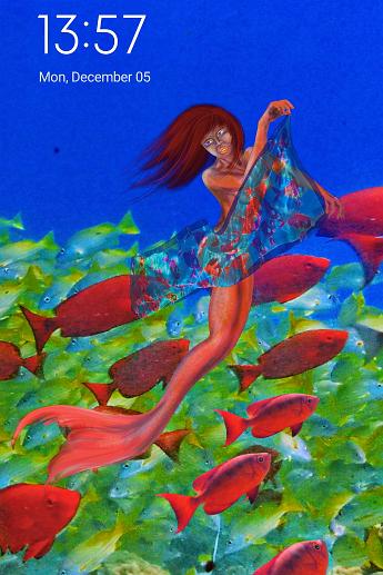 Mermaid fishing Mermaid luring fish with her scarf