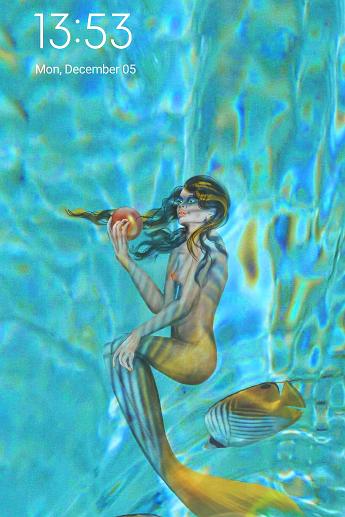 Mermaid golden pearl Mermaid with a natural pearl