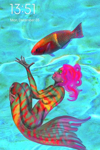 Mermaid Pet Mermaid with her pet Parrotfish